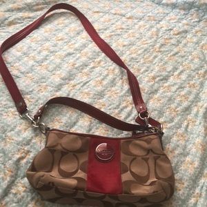 Coach purse tan and red